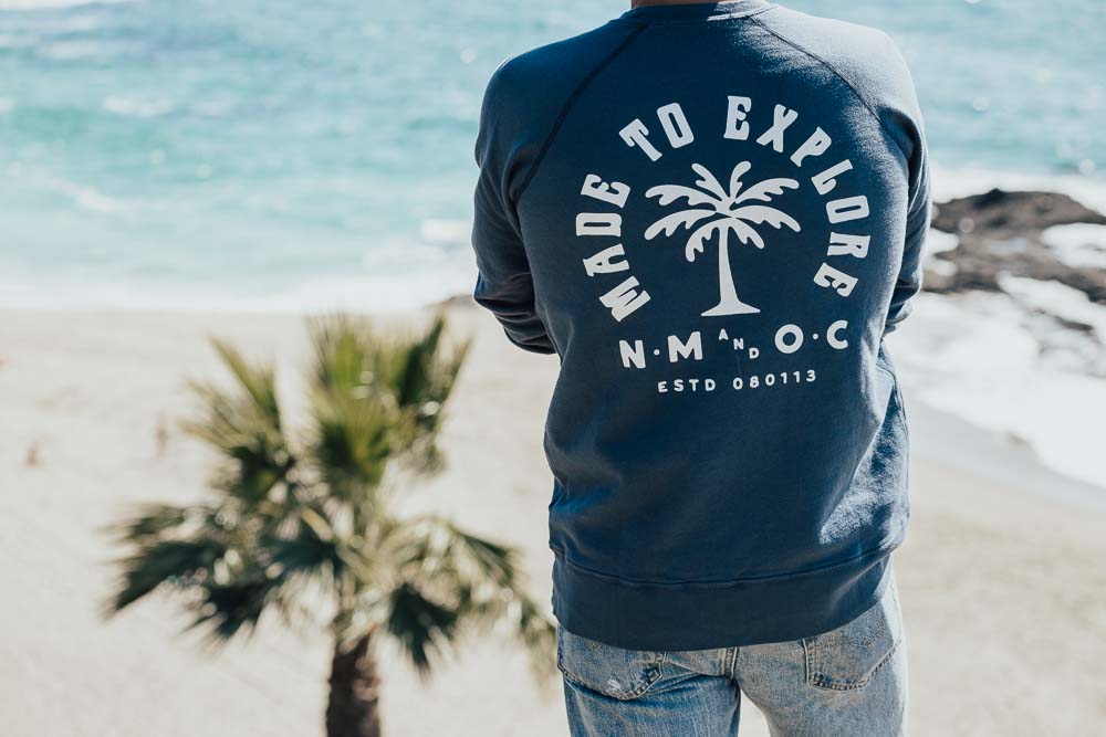 Lifestyle blogger Outlined Cloth releases sweatshirt collab with Laguna Beach shop North Menswear.