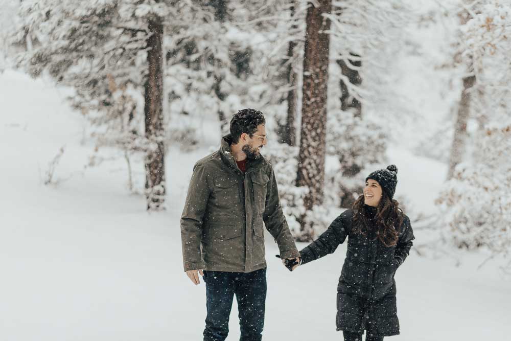 Lifestyle blogger Devin McGovern and wife Marlene Martinez explore the snowy mountains of Big Bear California