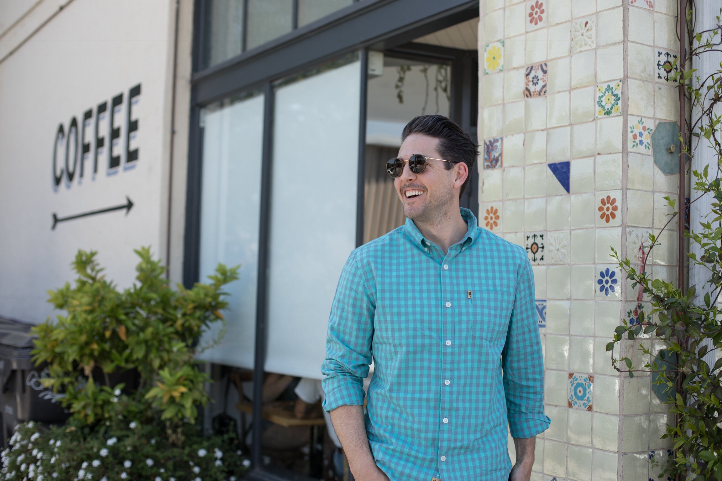 Lifestyle blogger Devin McGovern of Outlined Cloth takes a stroll in Long Beach with Buffalo Jackson