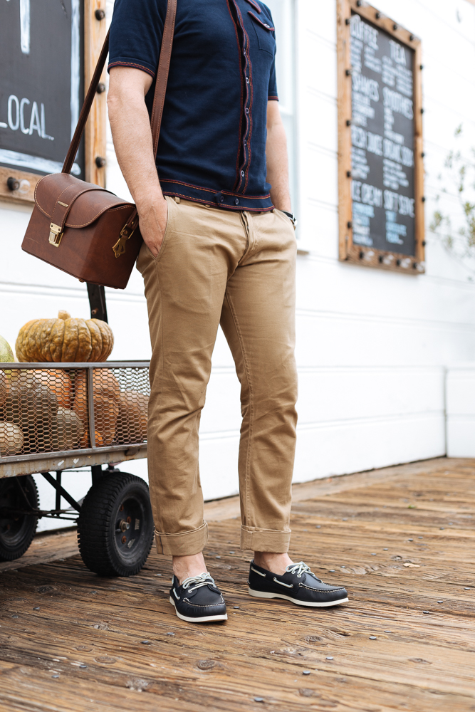 Lifestyle blogger Devin McGovern of Outlined Cloth takes a stroll in Malibu in original Sperry boat shoes