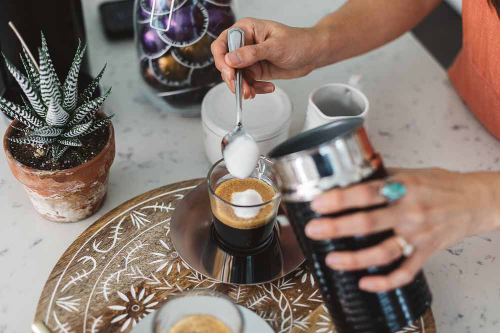 Lifestyle blogger Devin McGovern and wife Marlene Martinez morning coffee with Nespresso