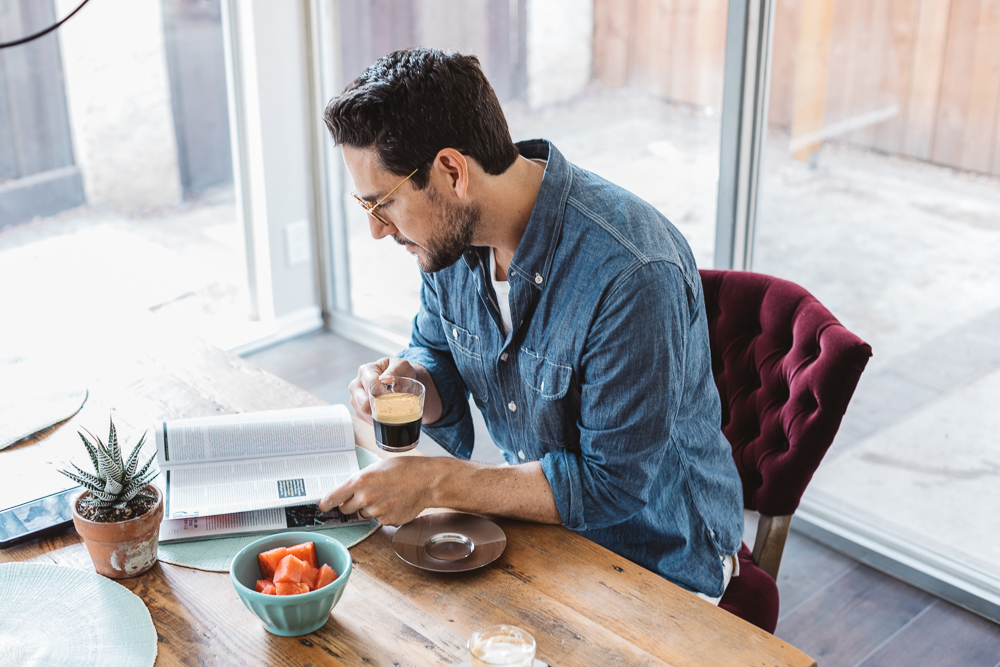 Lifestyle blogger Devin McGovern and wife Marlene Martinez morning coffee with Nespresso